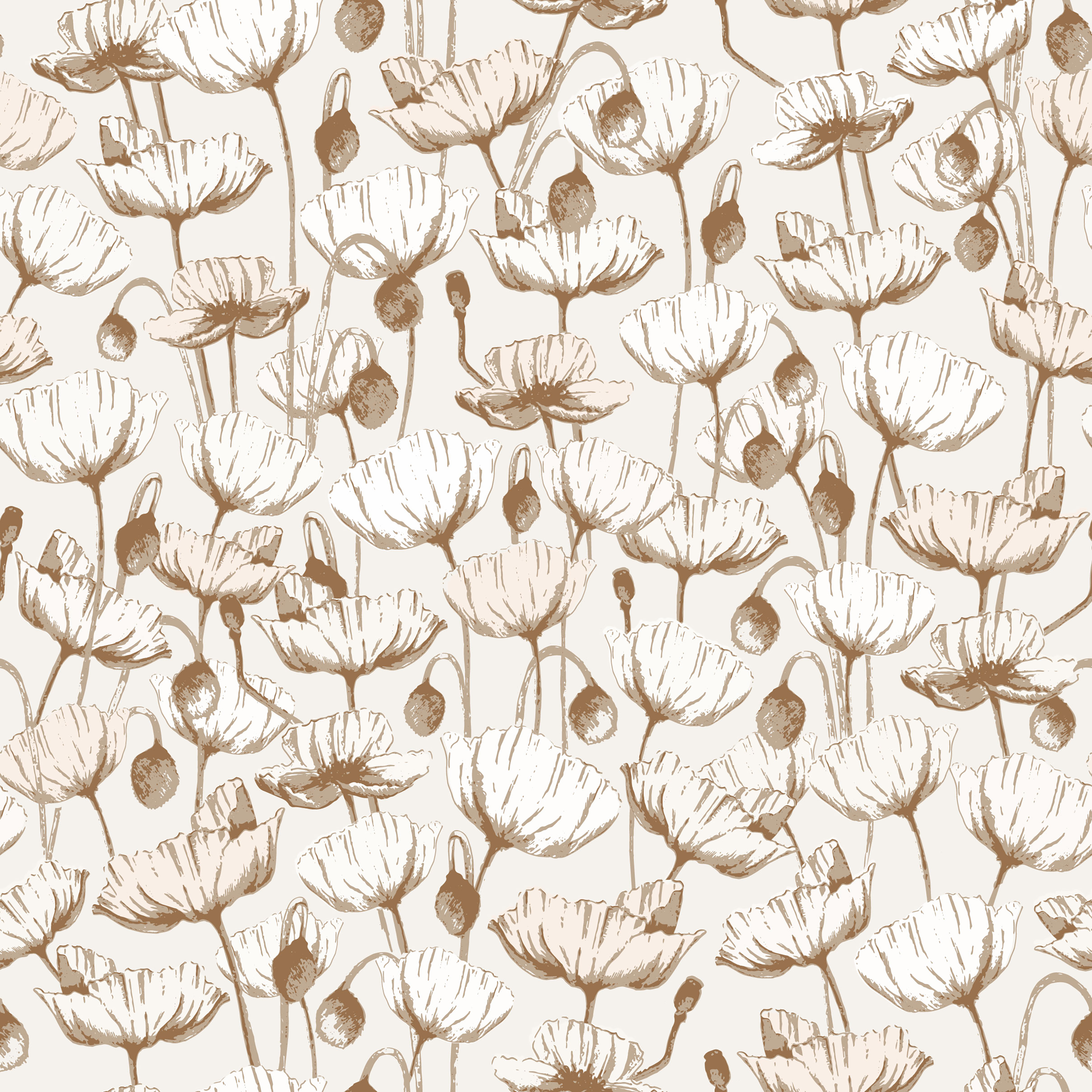 Aurora Floral Sage-Green White Blue and Tan Removable Wallpaper