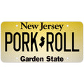 Yellow and black Pork Roll decorative aluminum license plate