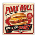 Retro New Jersey Pork Roll decal in red, cream, brown, and yellow