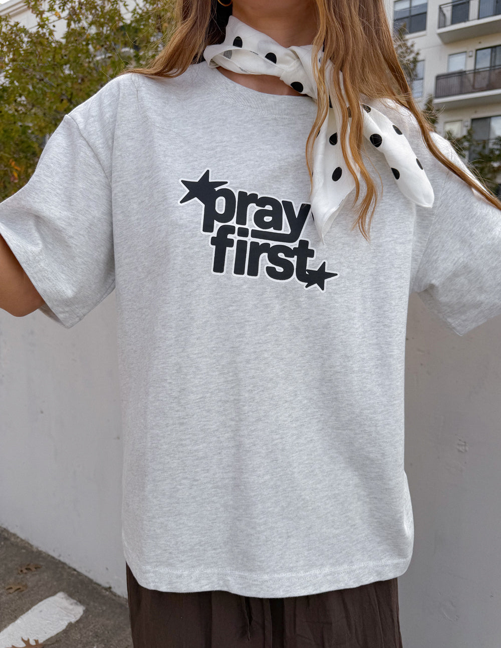 Pray First Heavyweight Cotton Tee - Structured Boxy Fit