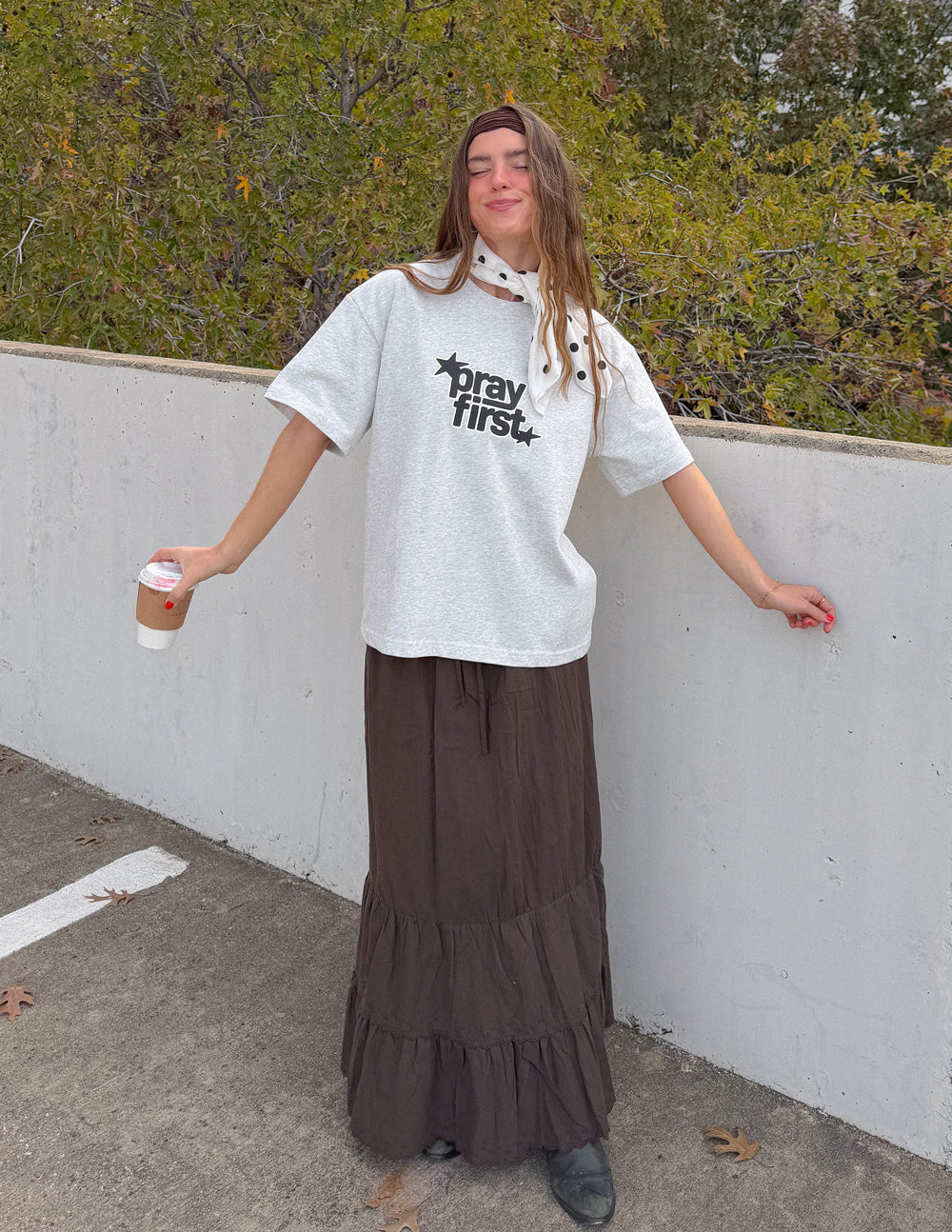 Pray First Heavyweight Cotton Tee - Structured Boxy Fit