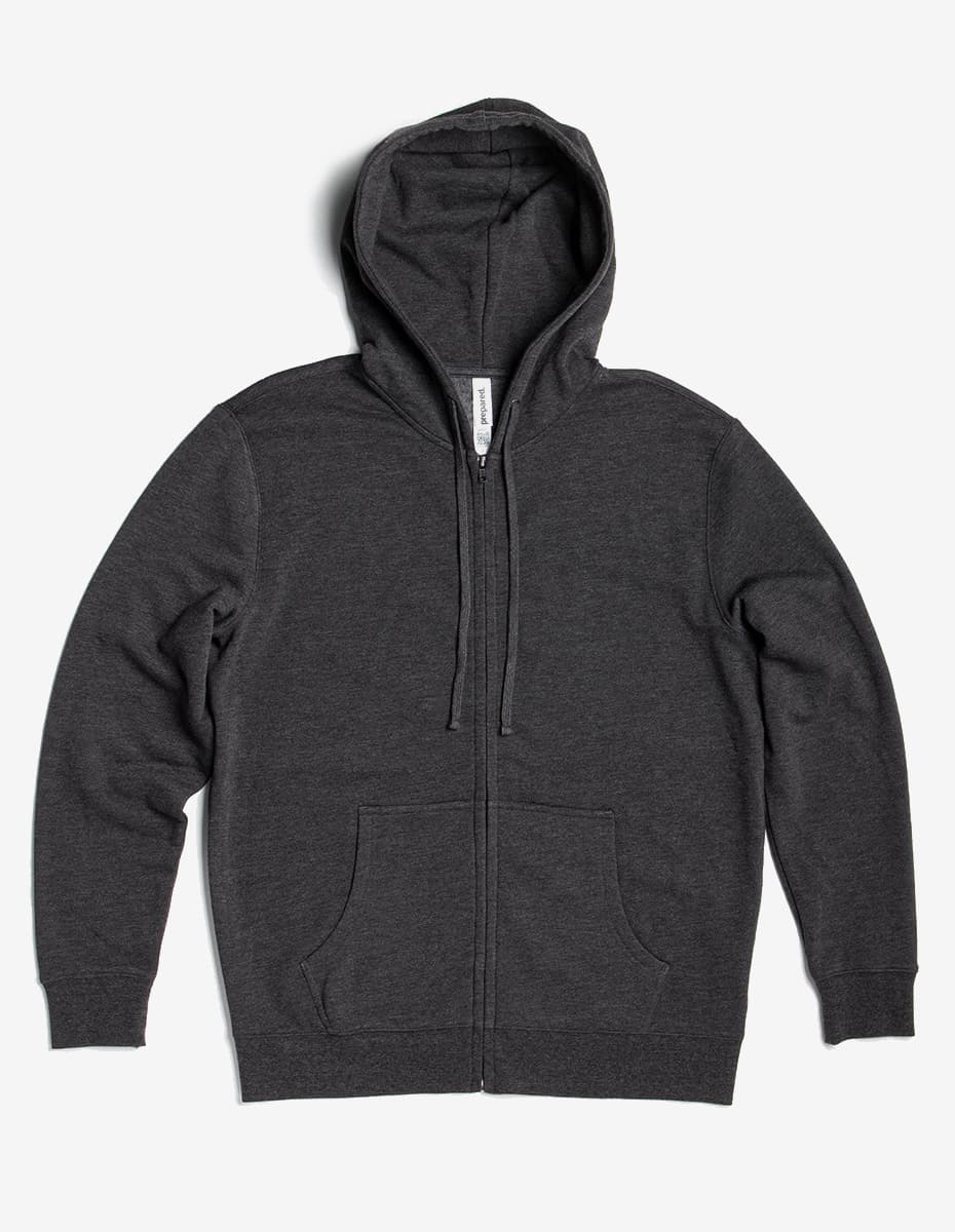 Midweight Zip Up Hoodie in Black - Image 12