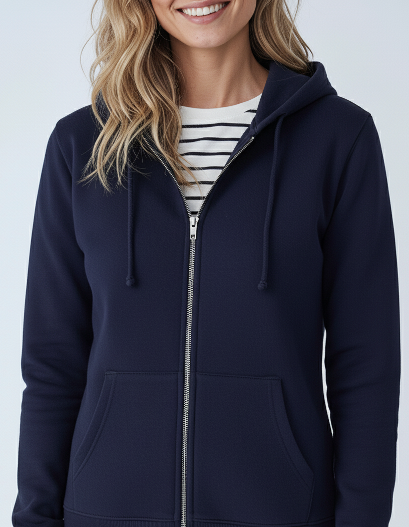 Midweight Zip Up Hoodie in Black - Image 6