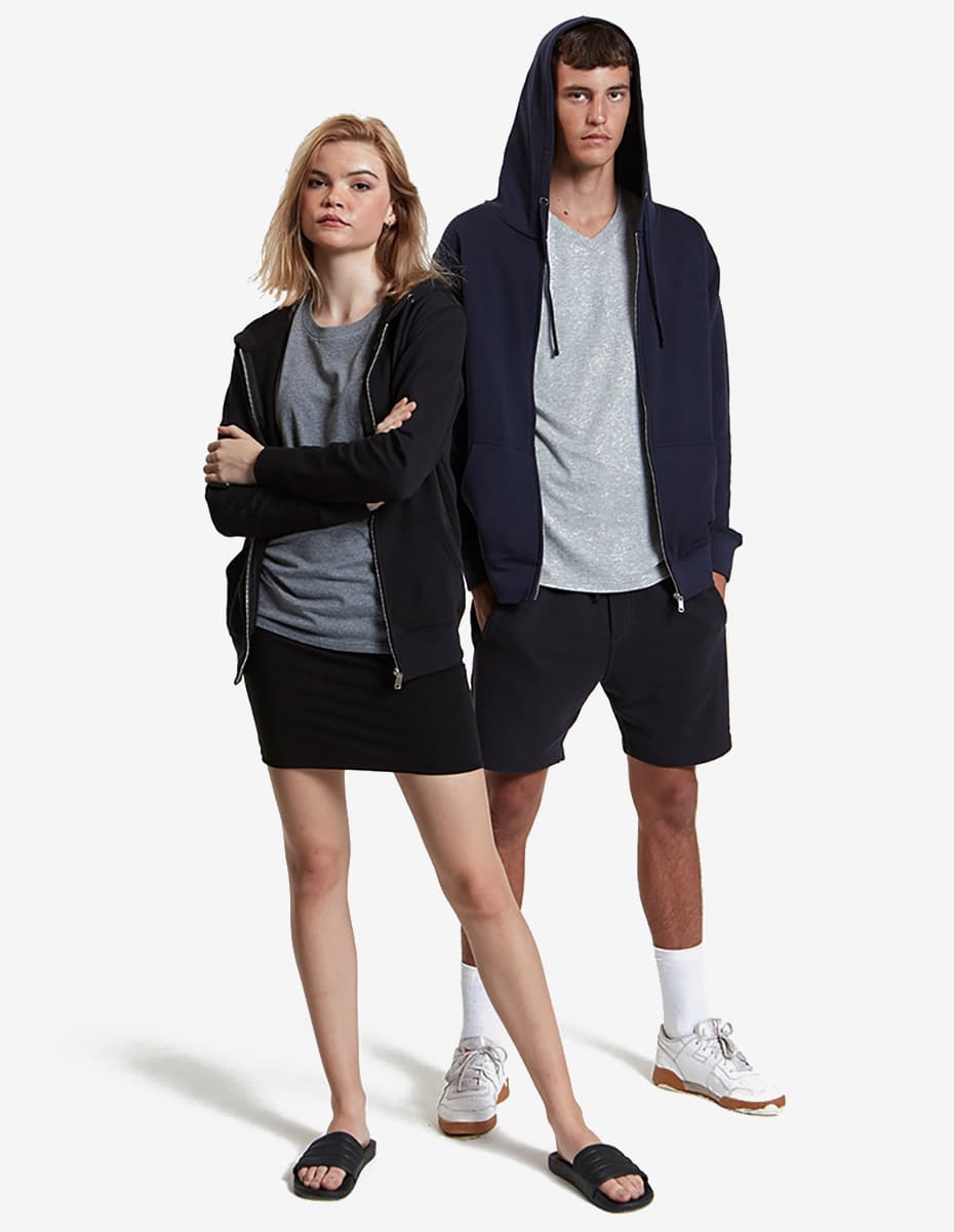 Midweight Zip Up Hoodie in Black - Image 13