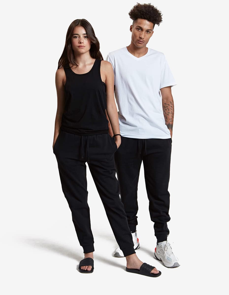 Premium Fleece Jogger Sweatpants with Drawstring Waist Black - Image 5
