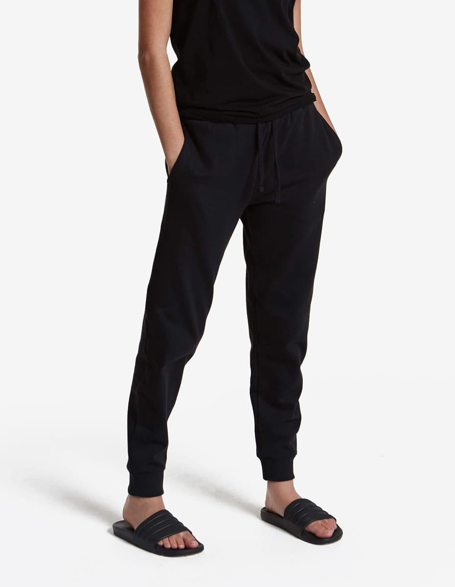 Premium Fleece Jogger Sweatpants with Drawstring Waist Black - Image 3