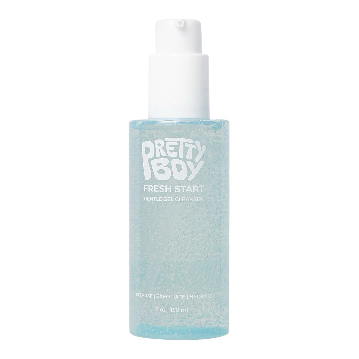 Pretty Boy Fresh Start Gentle Gel Face Cleanser in a 5 oz white and blue bottle.