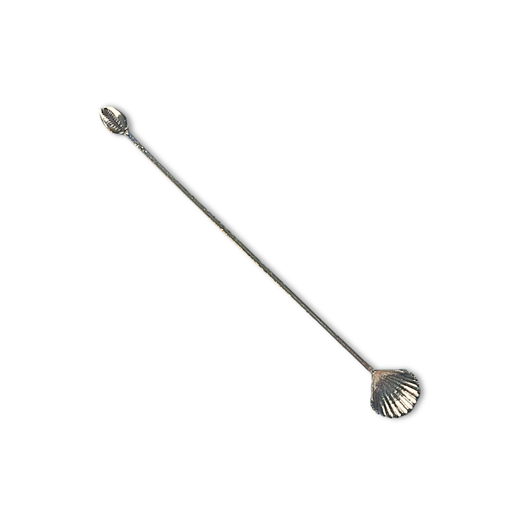 Silver Prickly Cockle & Cowrie Cocktail Stirrer
