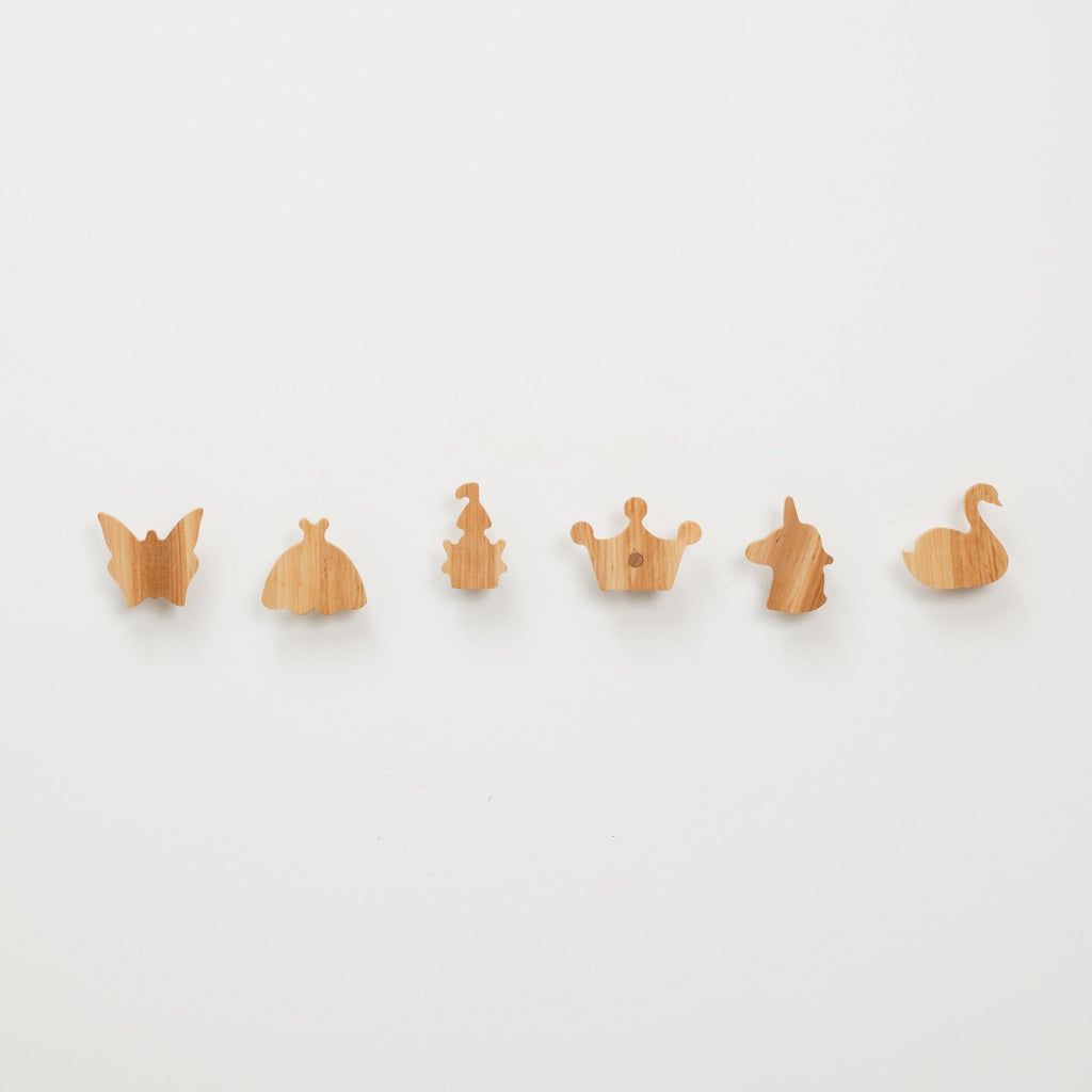 Princess Wood Wall Hooks - Minimalist Neutral Nursery Storage