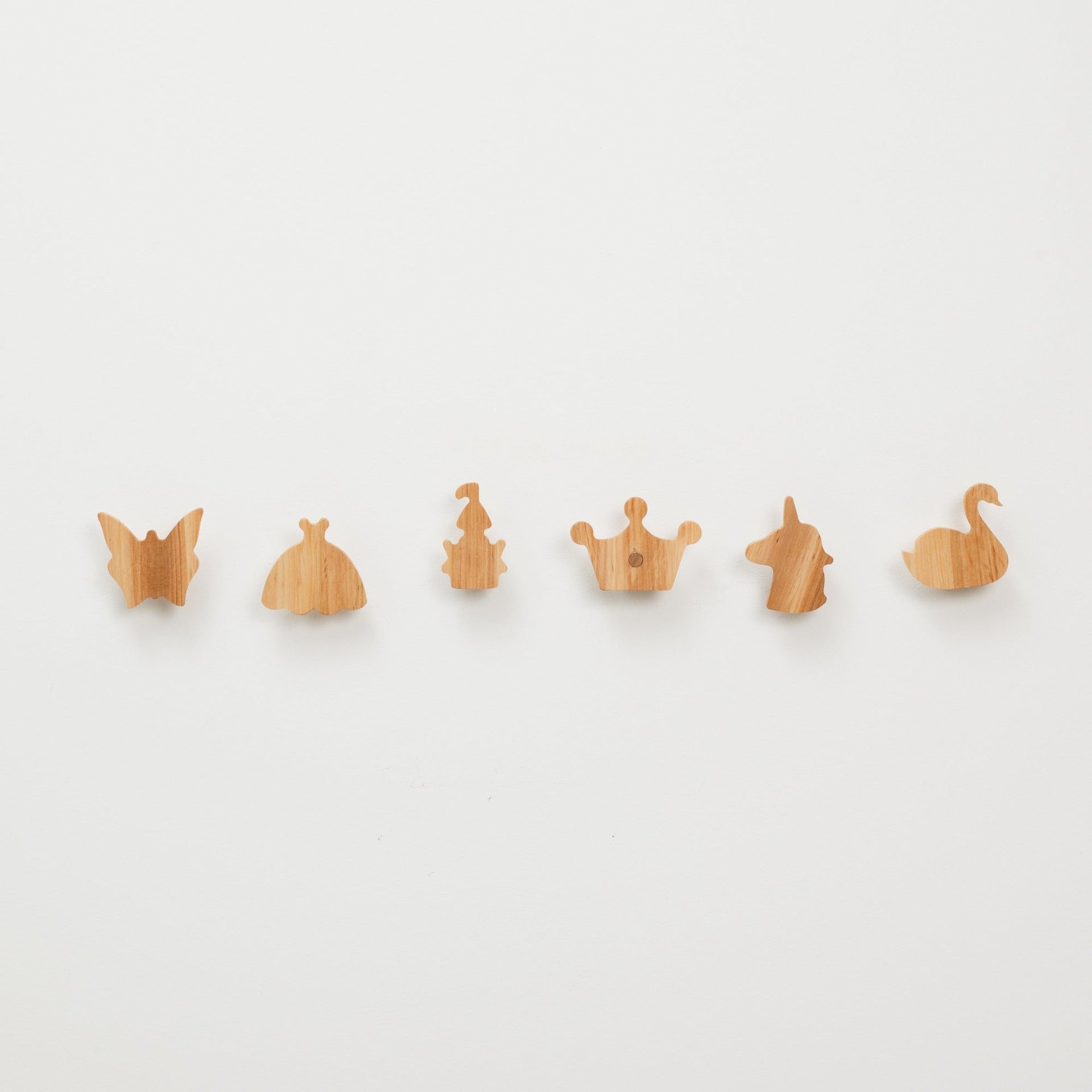 Princess Wood Wall Hooks - Minimalist Neutral Nursery Storage