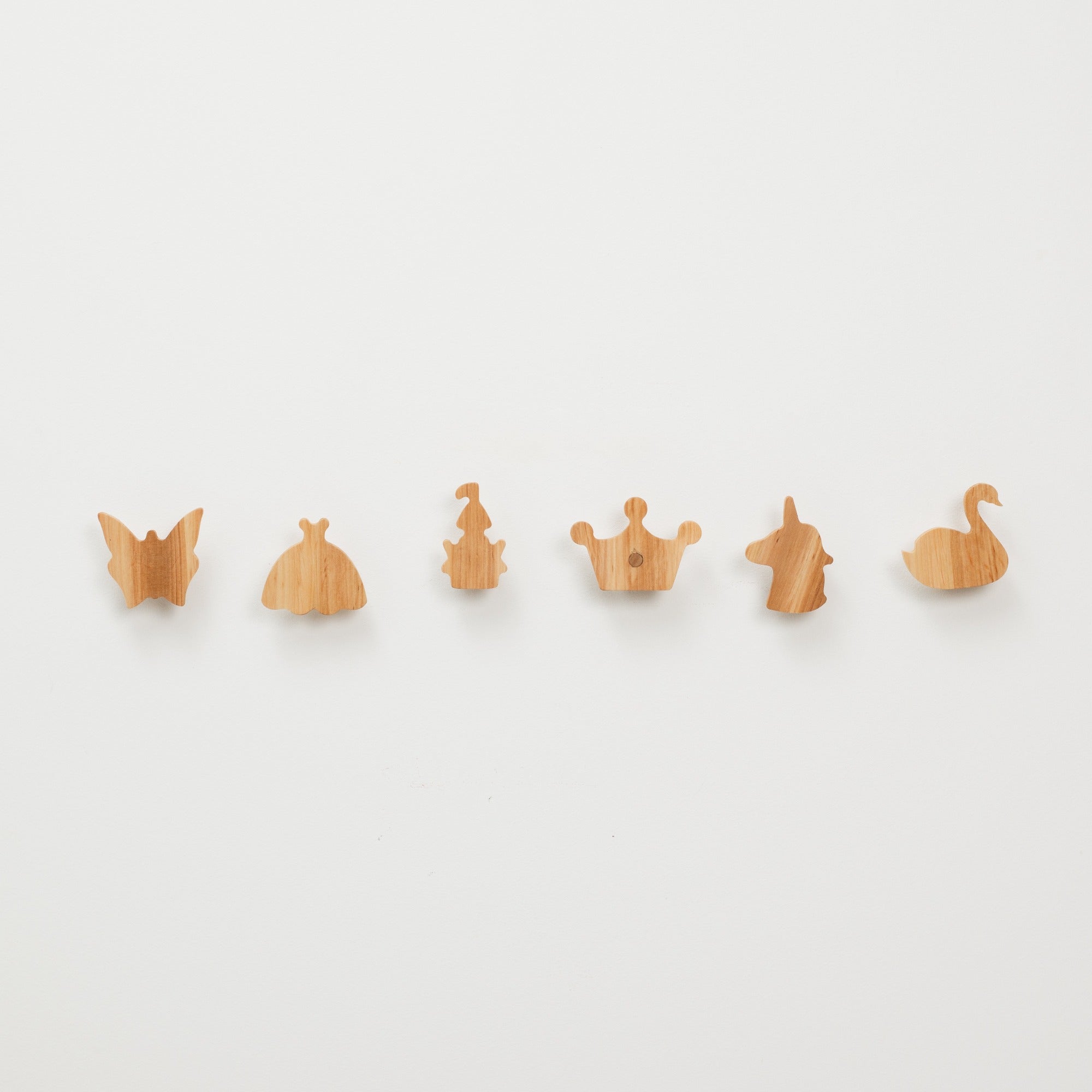 Princess Wood Wall Hooks - Minimalist Neutral Nursery Storage