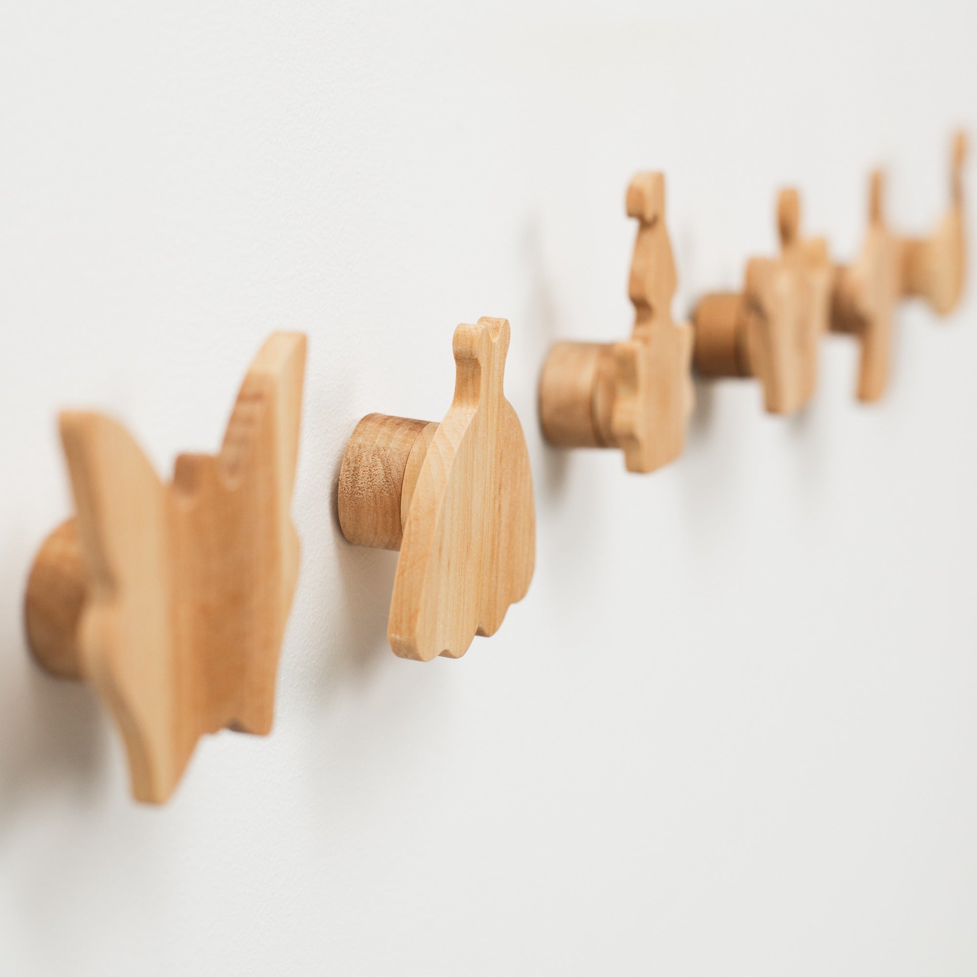 Princess Wood Wall Hooks - Minimalist Neutral Nursery Storage