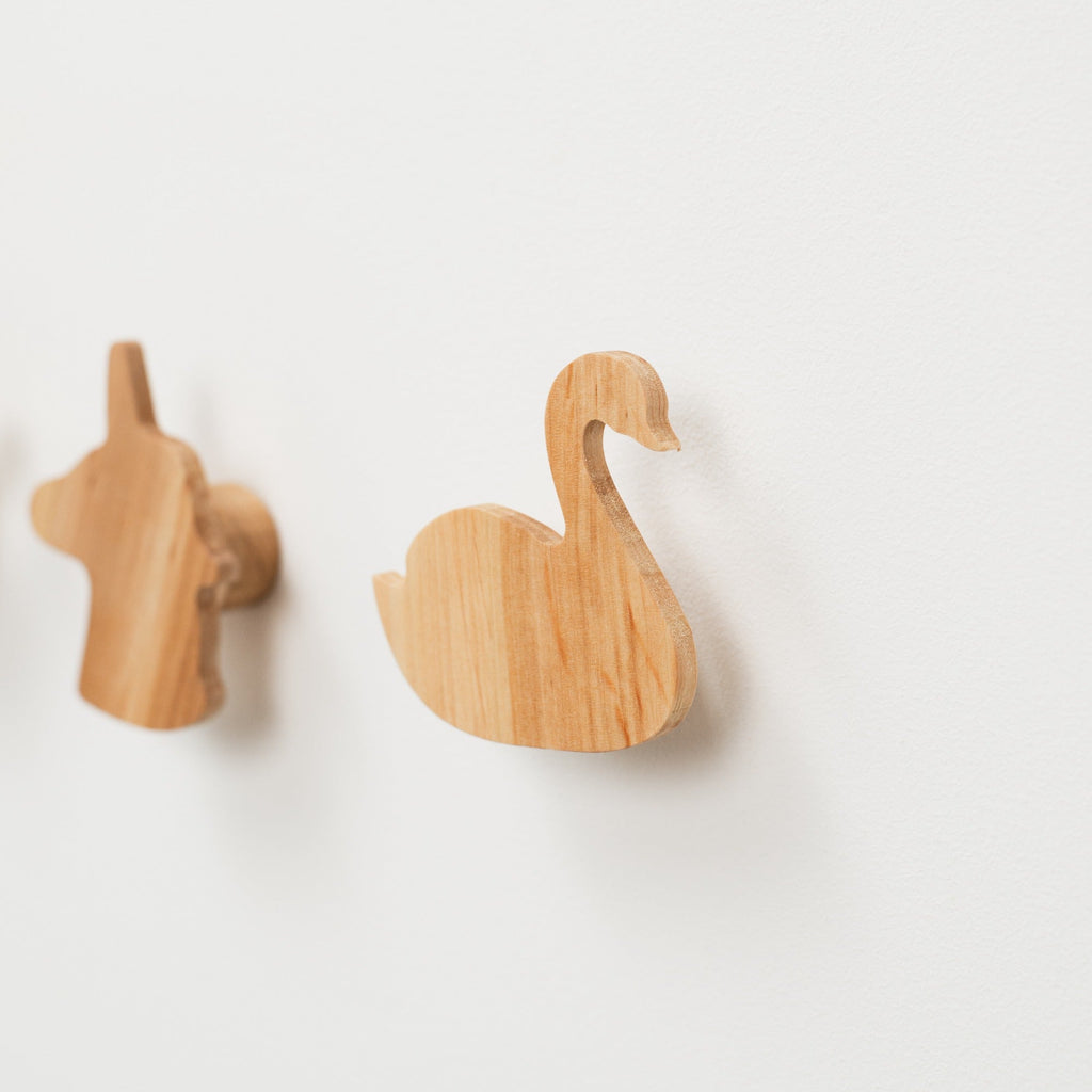 Princess Wood Wall Hooks - Minimalist Neutral Nursery Storage
