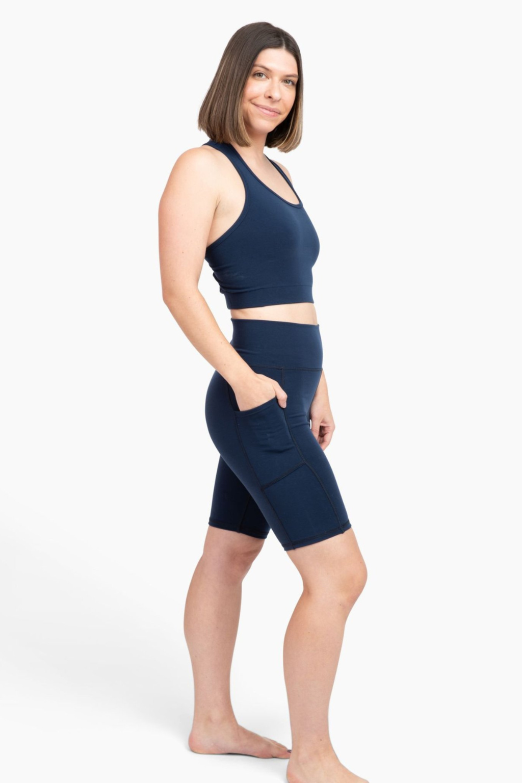 Women's High-Rise Pocket Bike Shorts in Sustainable Plant Fabric