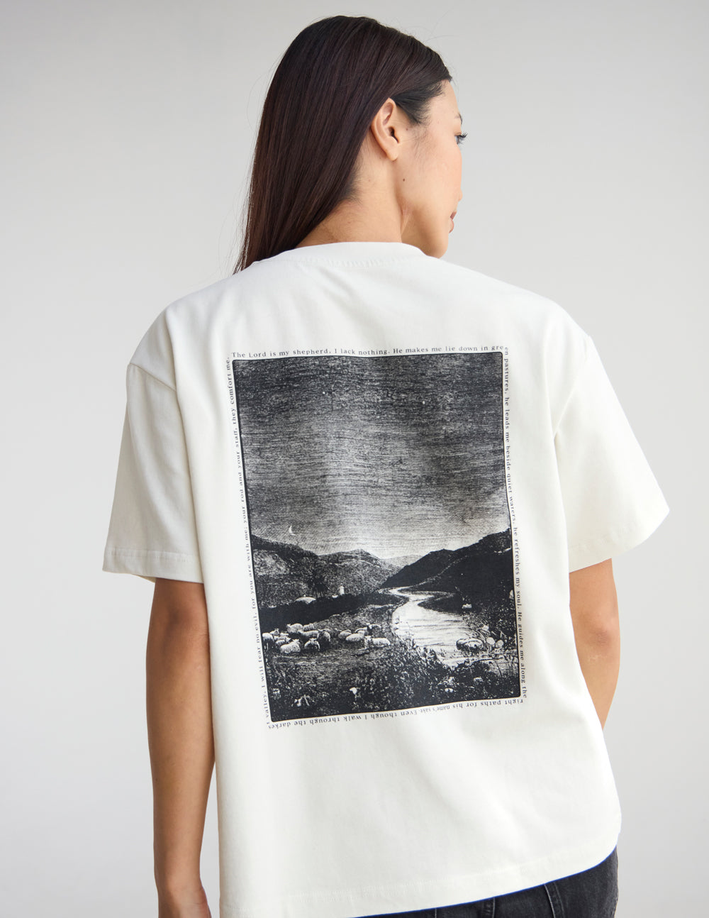 Psalm 23 Unisex Tee in Off-White and Black
