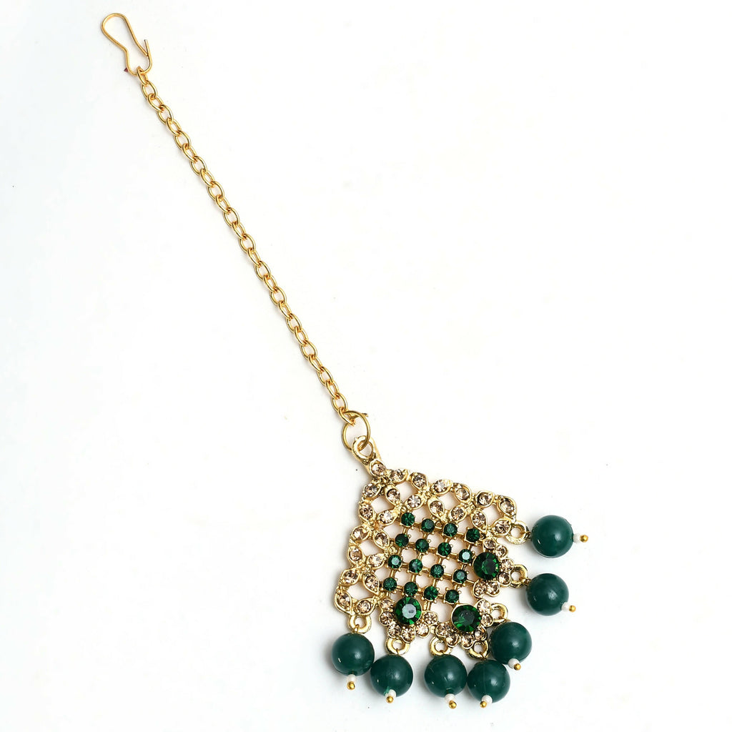 Traditional Rajwadi Design Heavy Gold and Green Necklace Set
