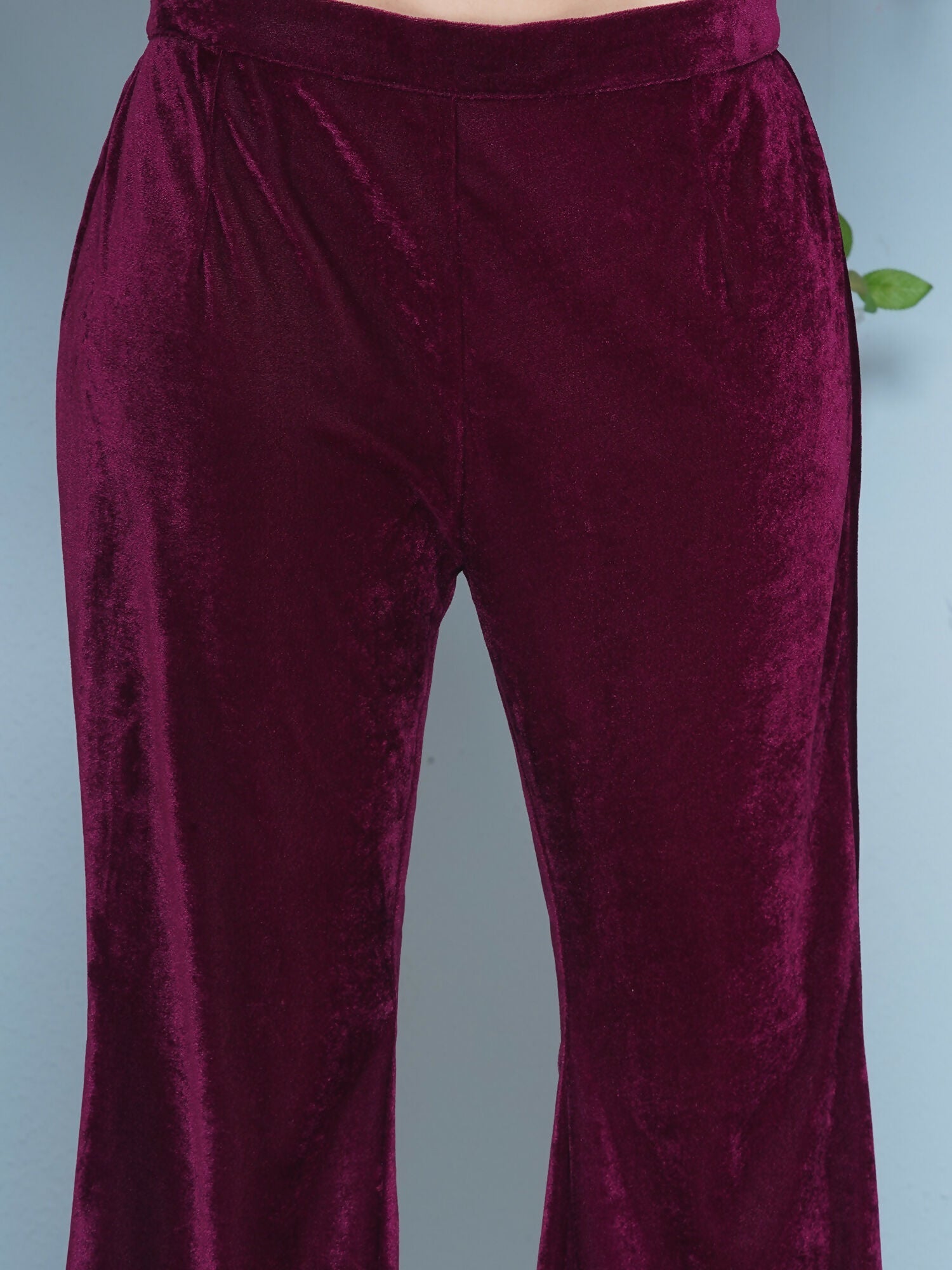 Joban Fashion Wine Velvet Hand Embellished Coord Set