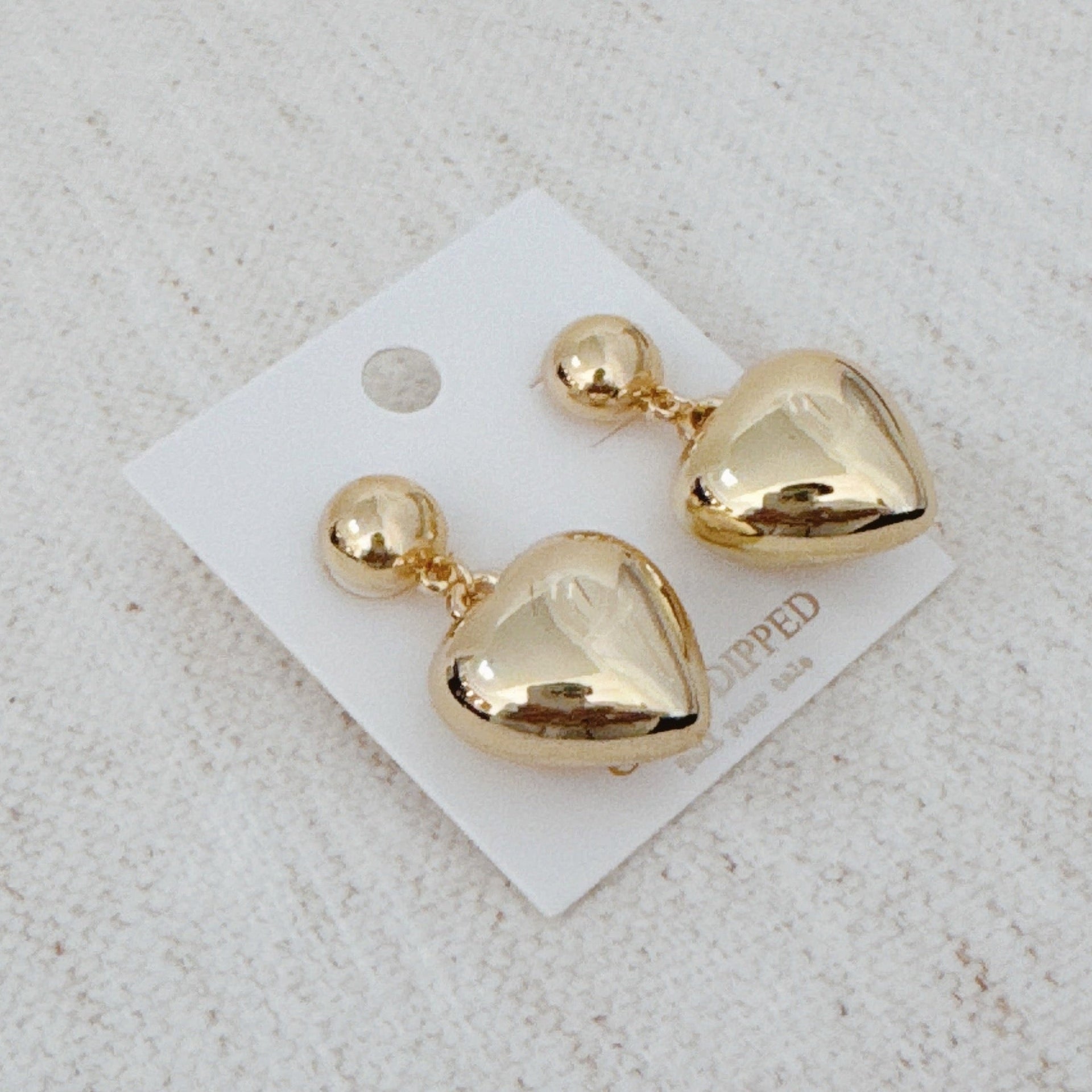 Puff Dangle Heart Earrings