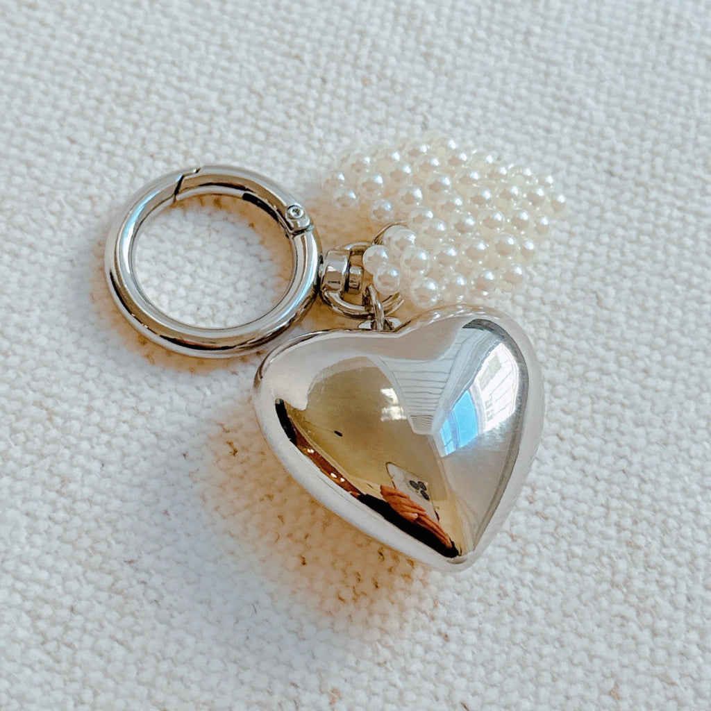 Puff Heart Pearl Heart Bag Charm