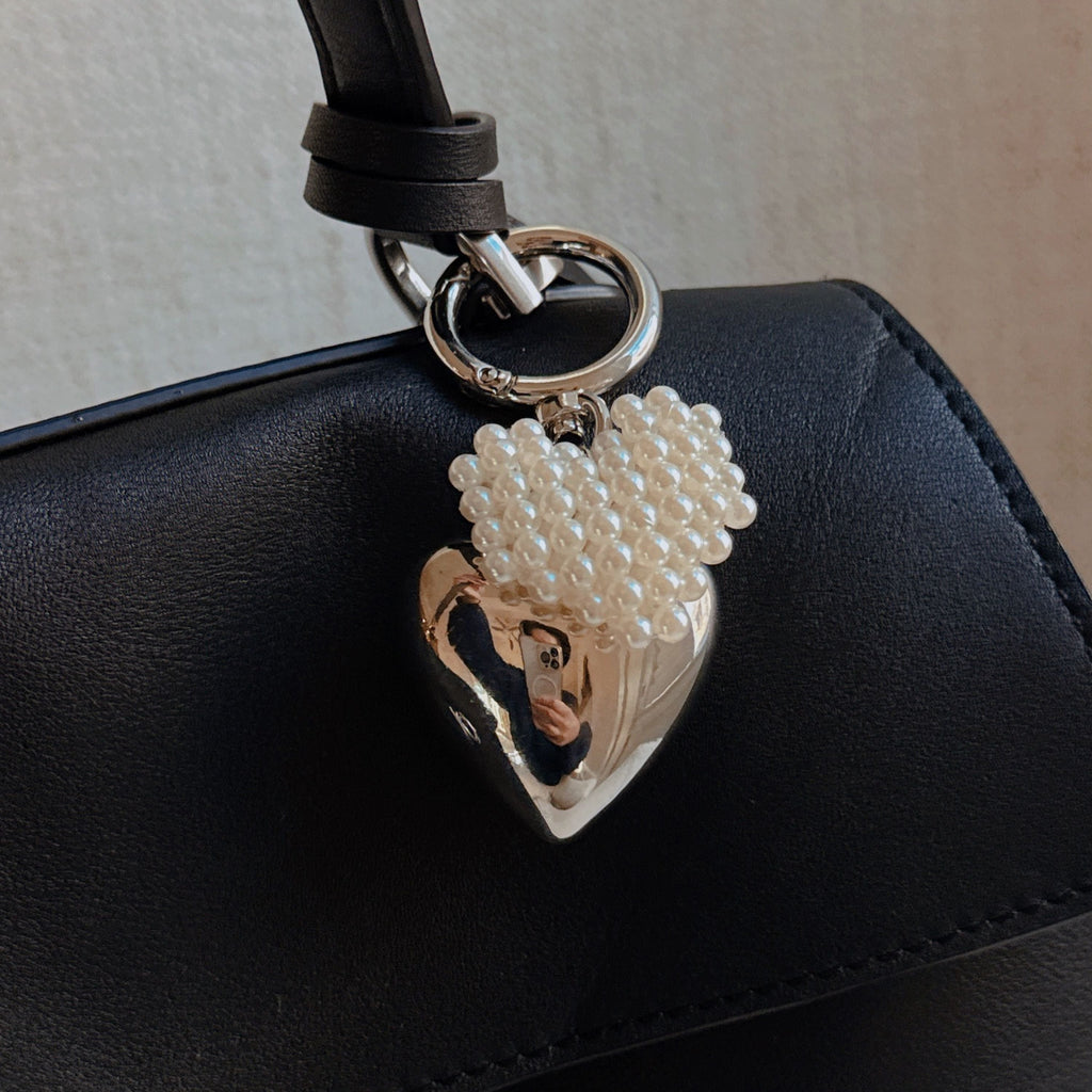Puff Heart Pearl Heart Bag Charm