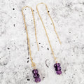 Purple Amethyst Beads Threader Earrings