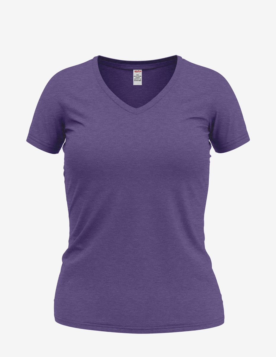 Women's Dark Grey V-Neck Short Sleeve Basic Everyday Tee - Image 15