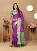 Purple Patola silk saree with Zari Meenakari weaving motifs