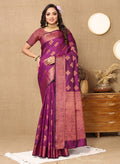 Purple Soft Katan Silk Saree with rich Copper Zari weaving