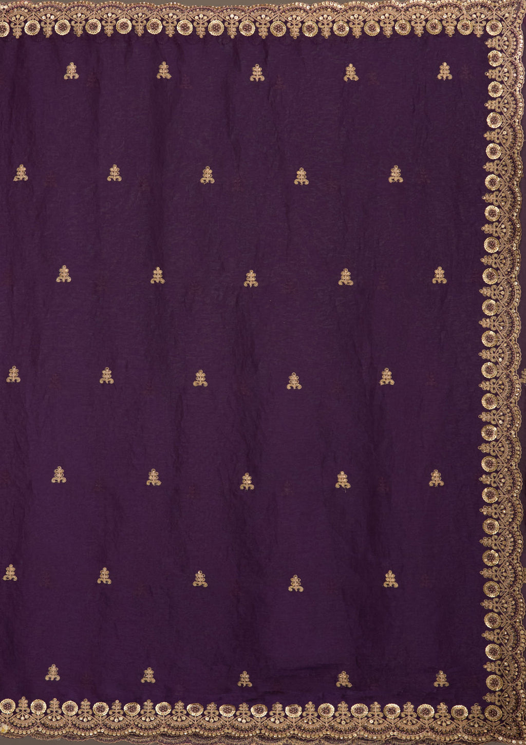 Lorenvalley Fashion Purple Fendi Satin with Embroidery Double Sequence Work Saree with Blouse