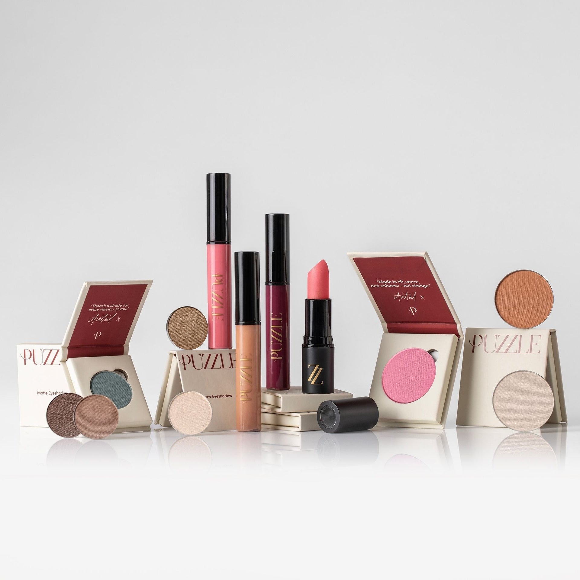 Effortless Beauty Bundle featuring pink, berry, nude, and brown matte eyeshadows.