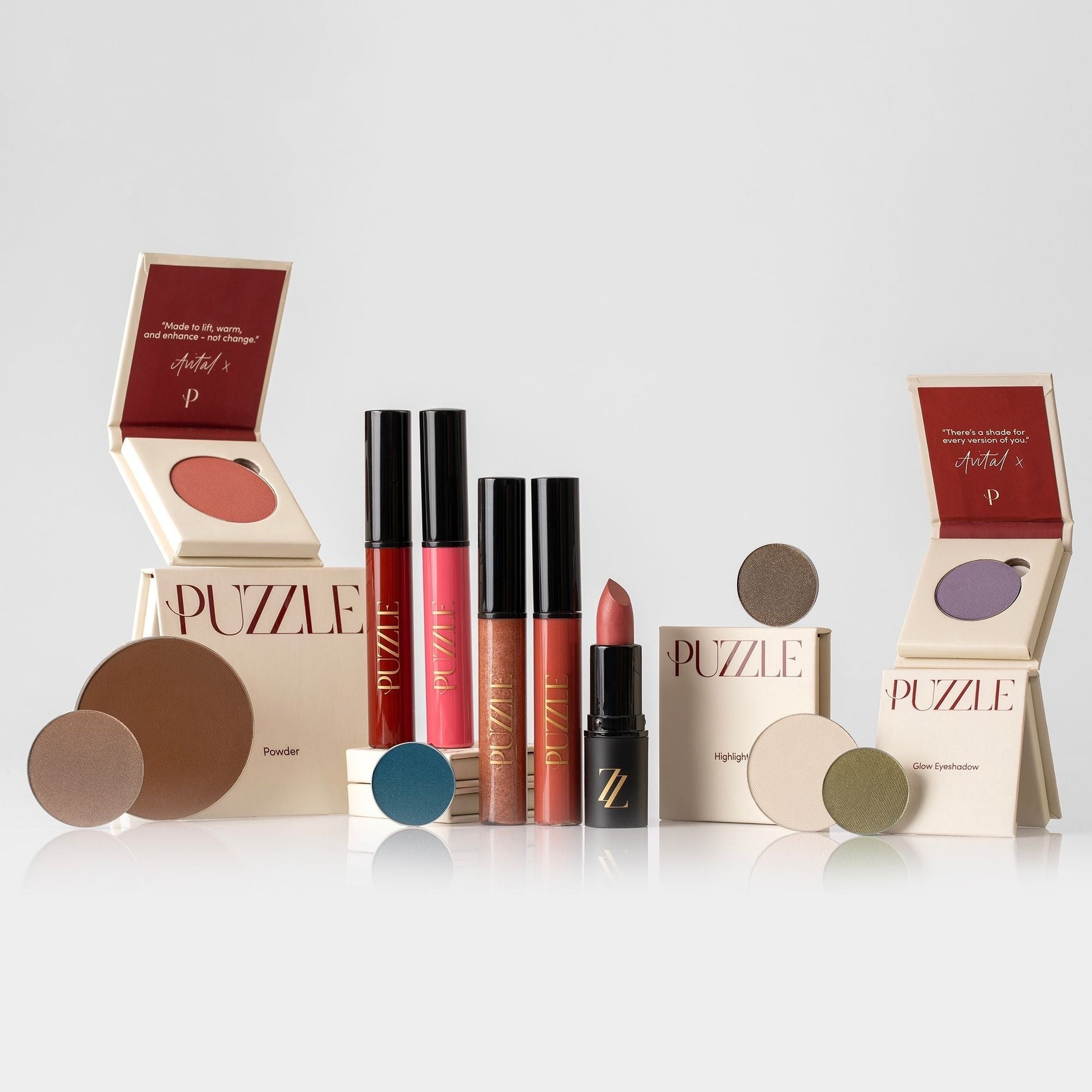 Fierce & Fabulous multi-shade makeup palette with powders, highlighters, and eyeshadows