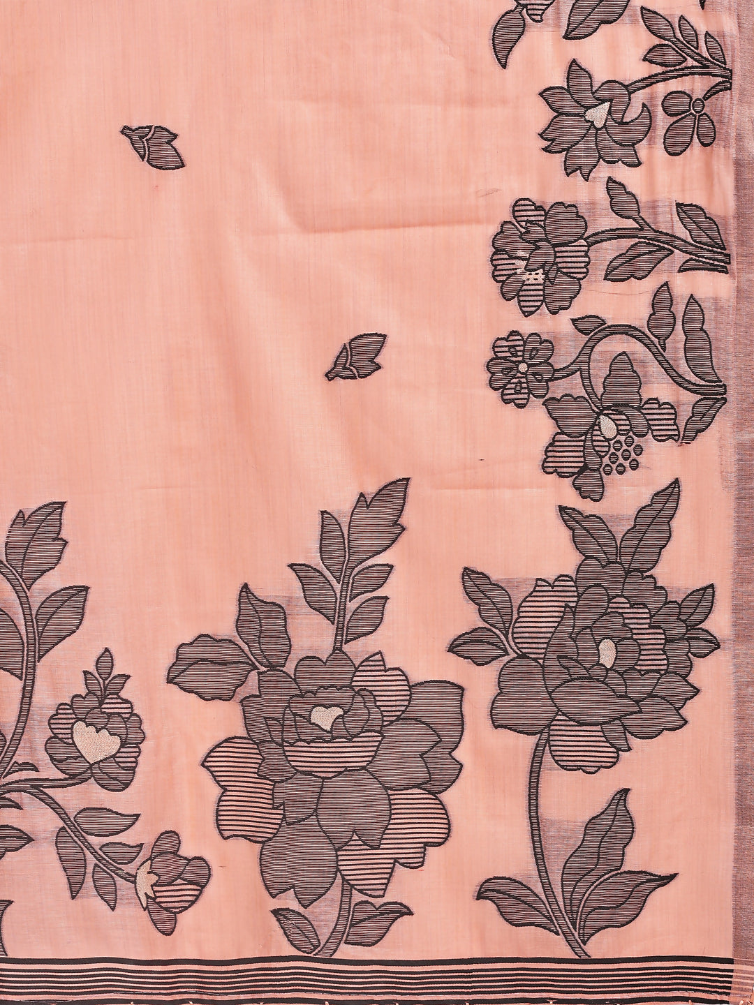 Shree Shyam Fashion Kashira Orange Linen Cotton Saree