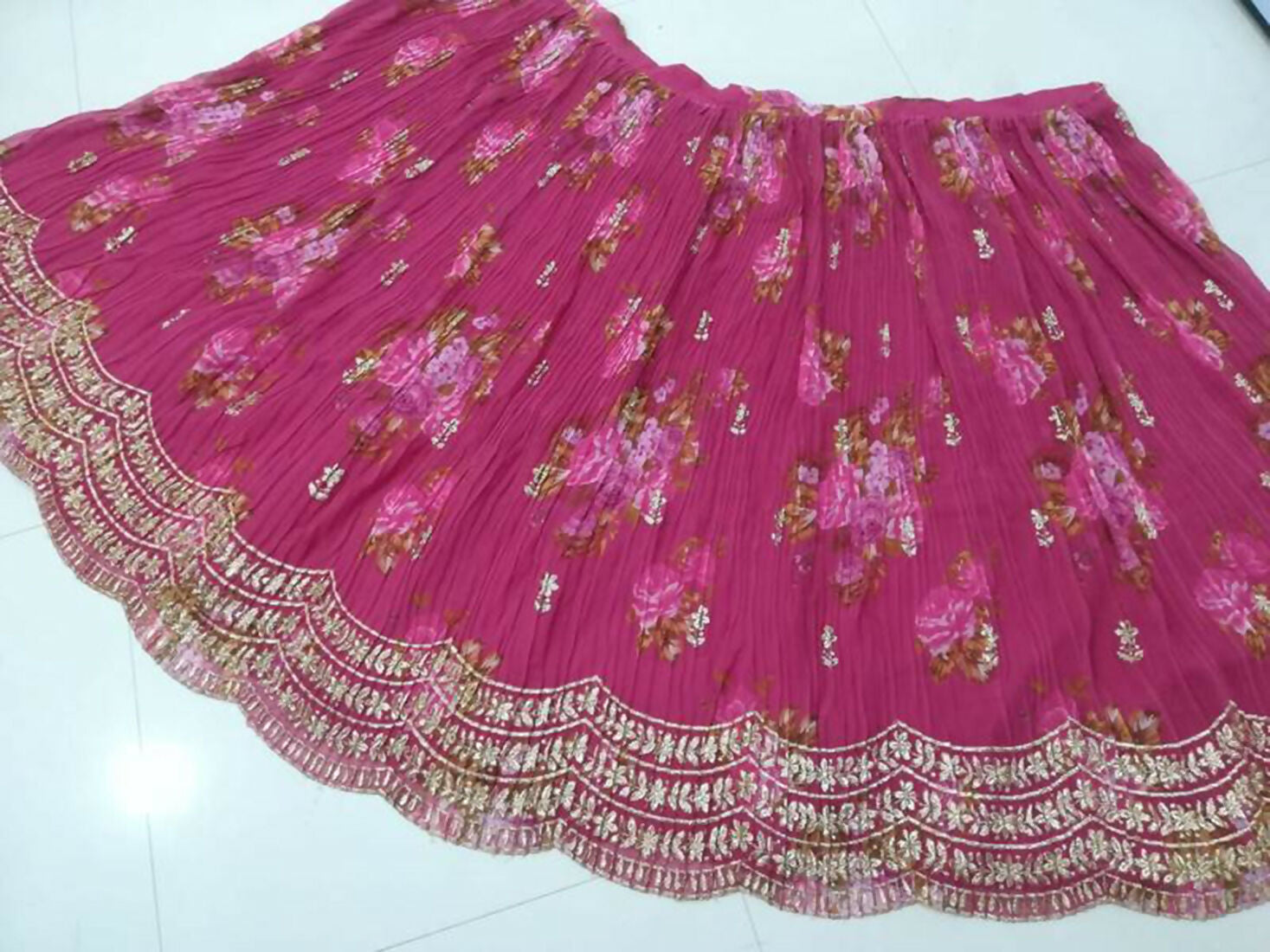 Pink Georgette Lehenga Choli with Jari and Sequin Embroidery