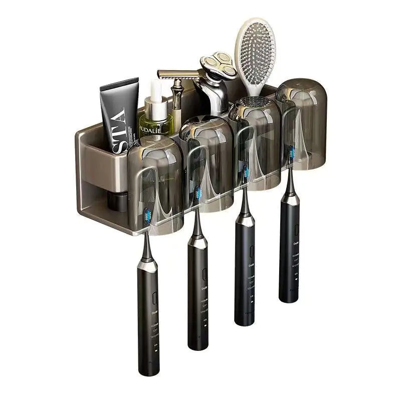 Wall-Mounted Toothbrush and Cup Holder for Bathroom