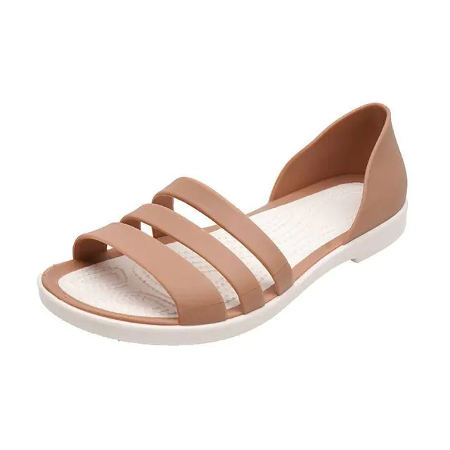 Women's Candy Color Flat Sandals Lightweight Beach Footwear - Image 17