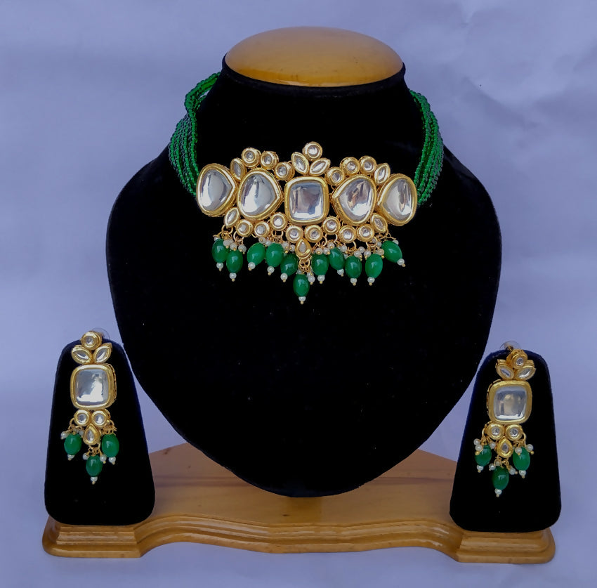 High quality gold plated Kundan necklace set