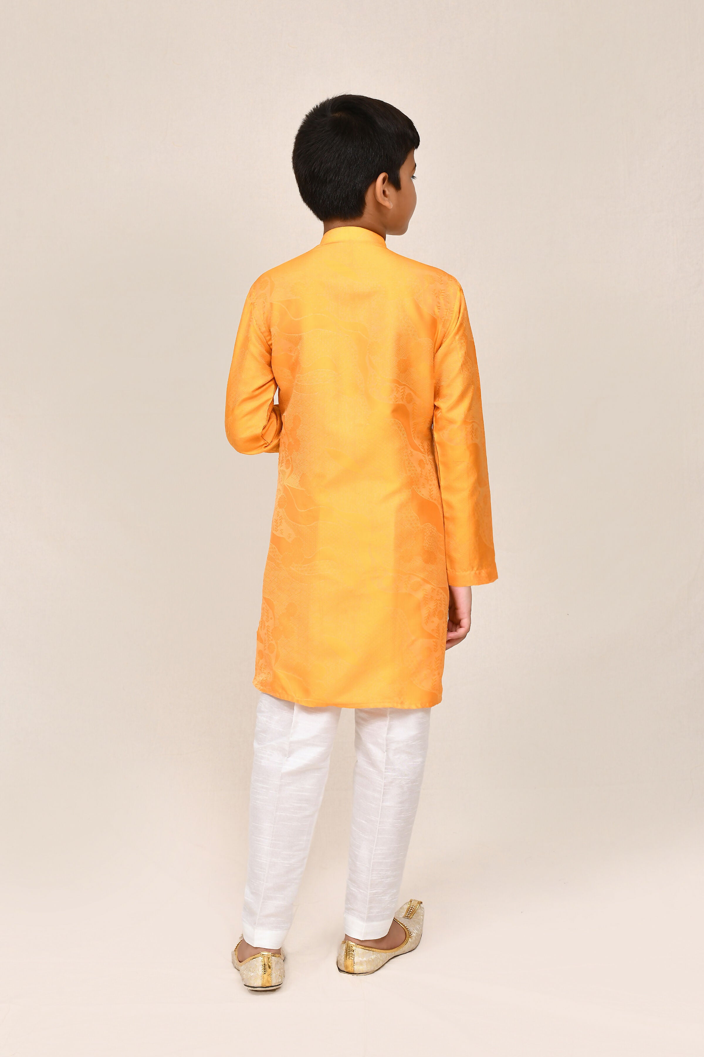 Yellow Pure Silk Kurta Set with Straight Fit Pants