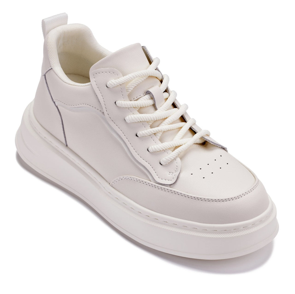 CALTO - Q431 - 2.6 Inches Taller Lightweight (Cream/White Sole) - Chunky Sole Sneakers