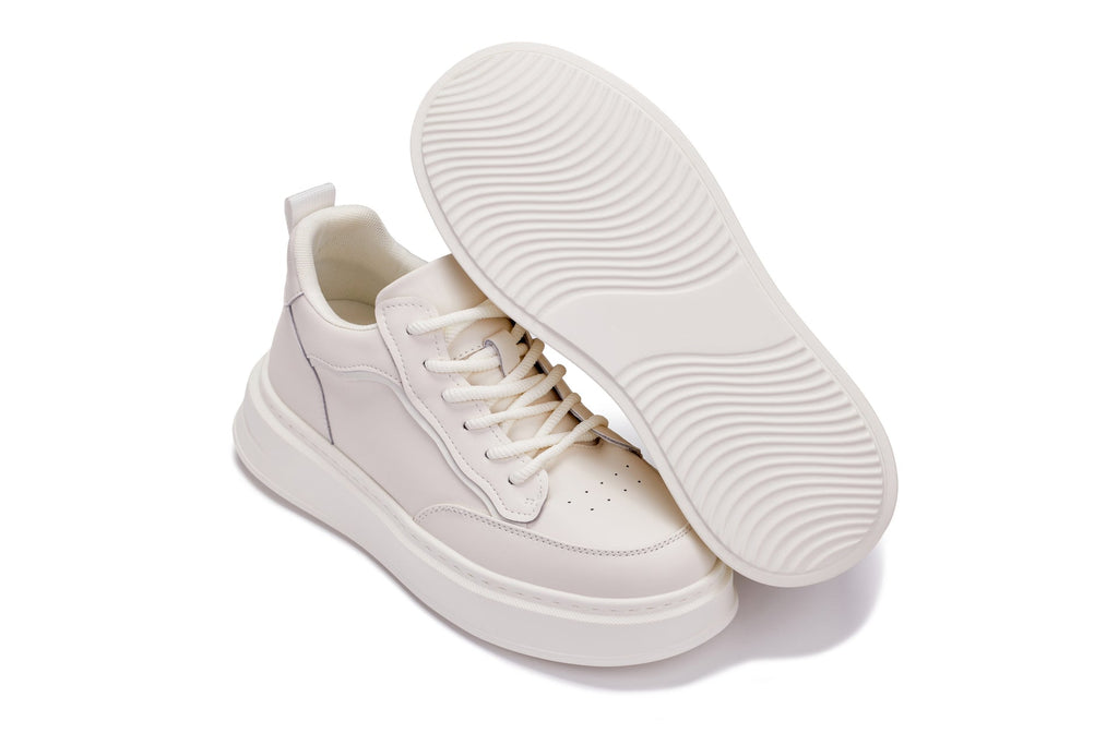 CALTO - Q431 - 2.6 Inches Taller Lightweight (Cream/White Sole) - Chunky Sole Sneakers