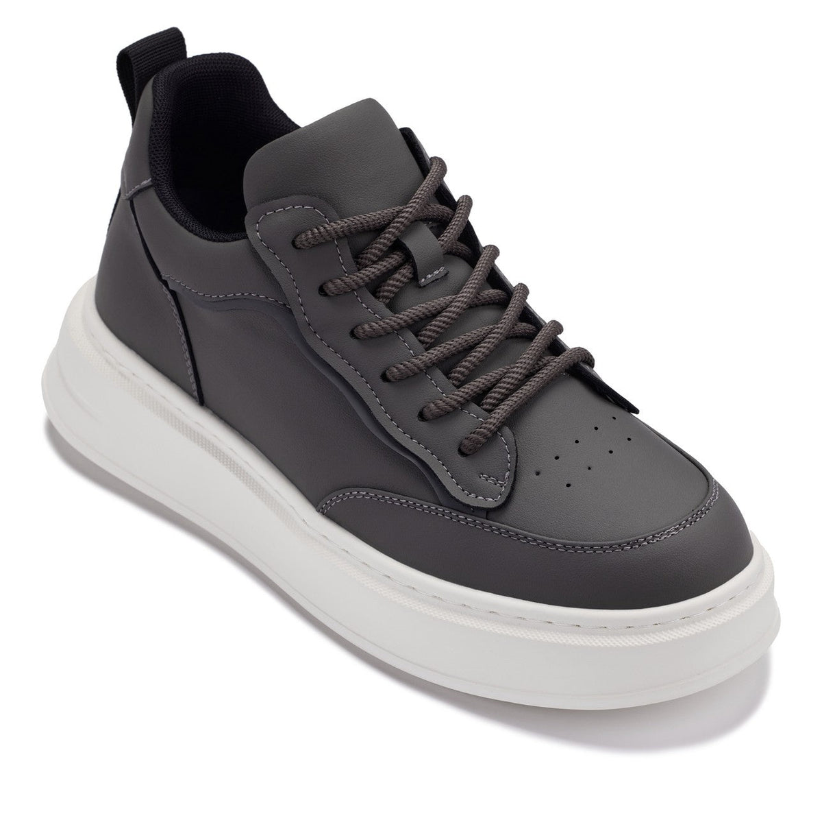 CALTO - Q432 - 2.6 Inches Taller Lightweight (Grey/White Sole) - Chunky Sole Sneakers