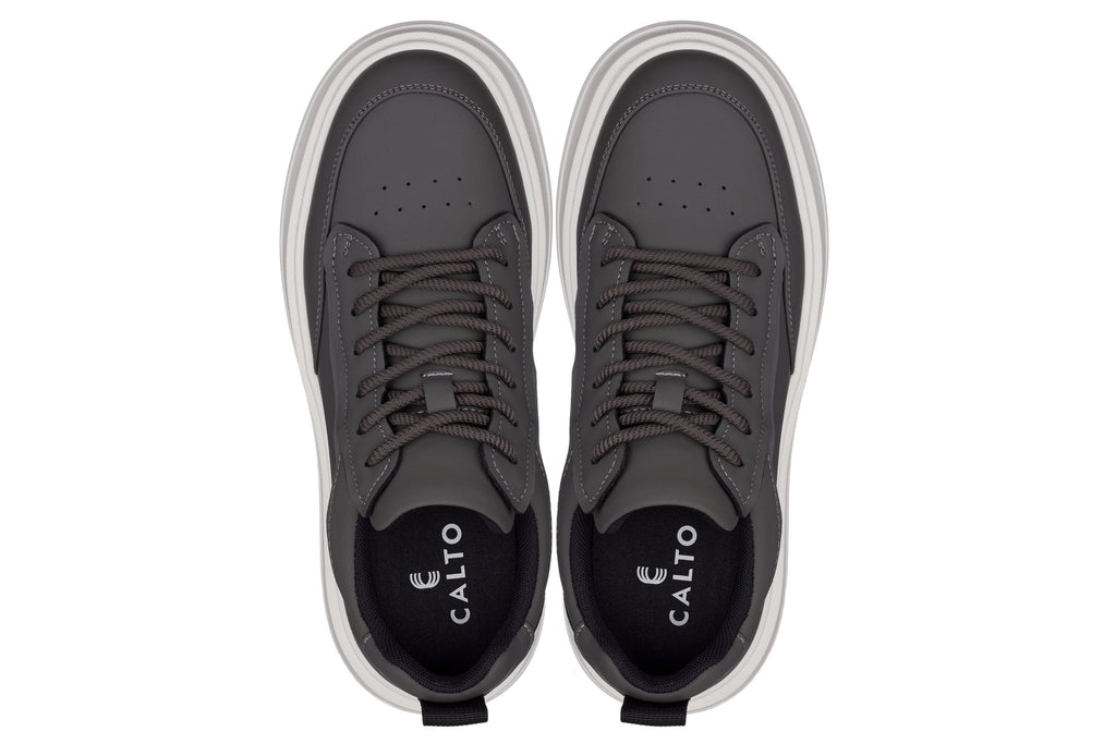 CALTO - Q432 - 2.6 Inches Taller Lightweight (Grey/White Sole) - Chunky Sole Sneakers