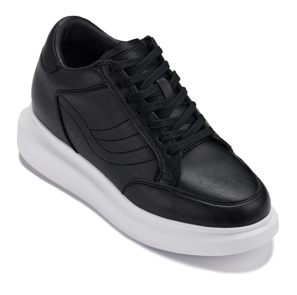 CALTO - Q510 - 2.6 Inches Taller Lightweight (Black/White Sole) - Chunky Sole Sneakers