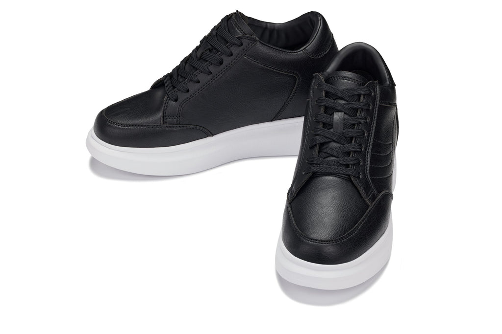CALTO - Q510 - 2.6 Inches Taller Lightweight (Black/White Sole) - Chunky Sole Sneakers