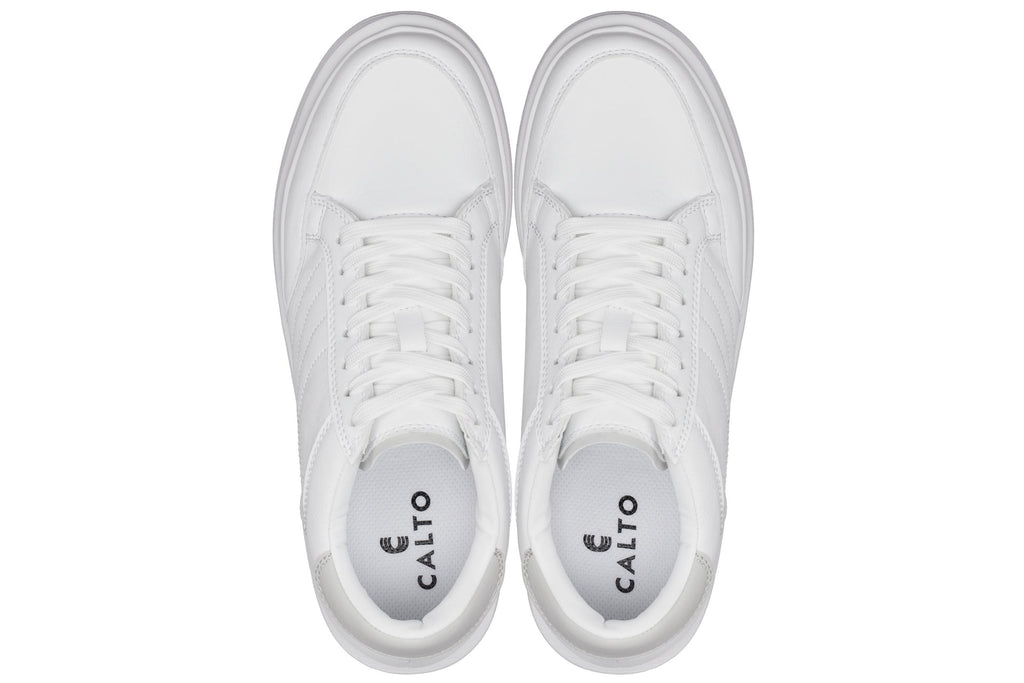 CALTO - Q512 - 2.6 Inches Taller Lightweight (Pure White/White Sole) - Chunky Sole Sneakers