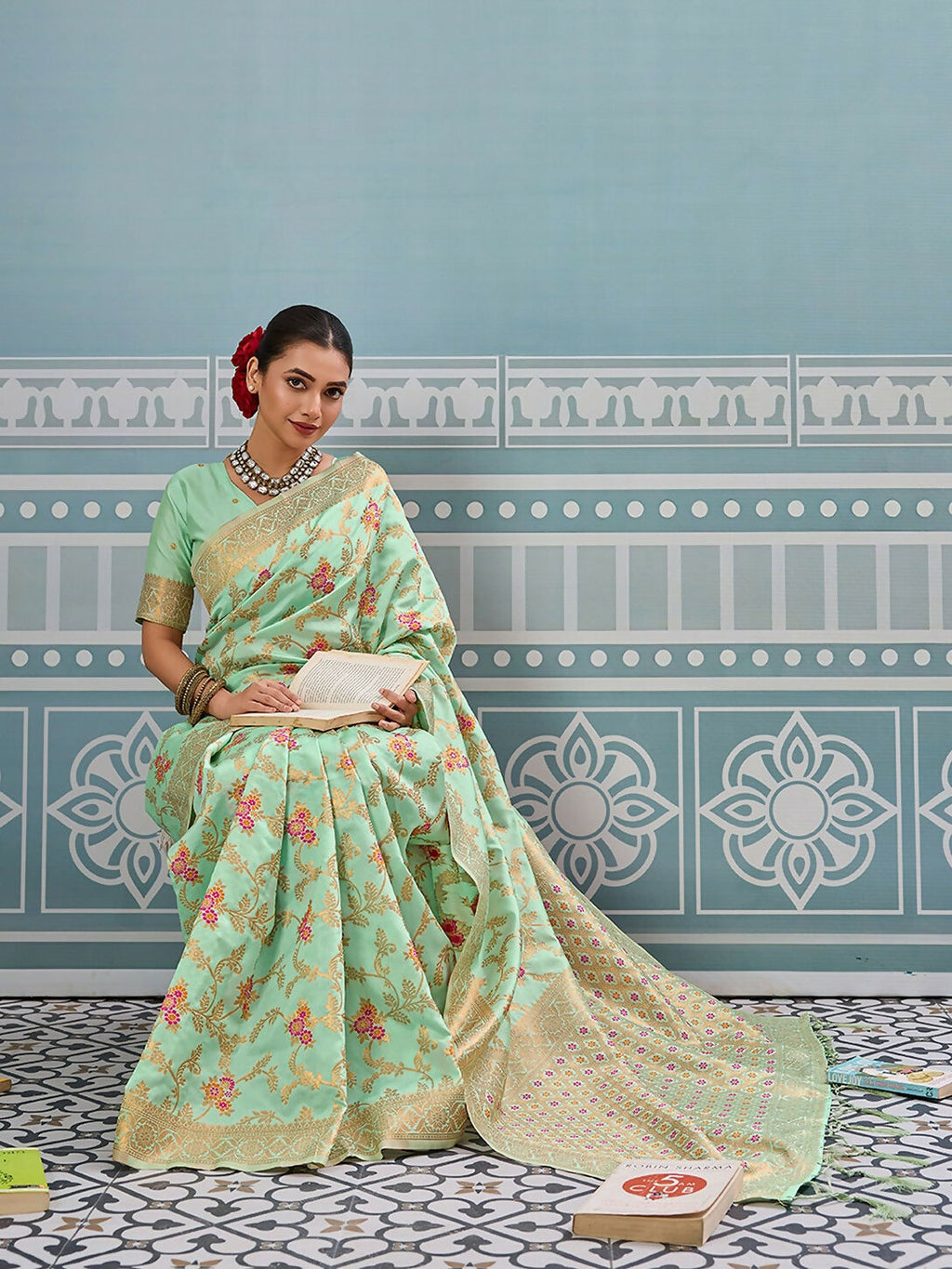 Shree Shyam Fashion Pista Silk Saree