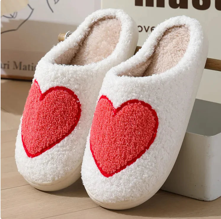 Women's Plush Heart Embroidery House Slippers White Cozy Footwear - Image 15