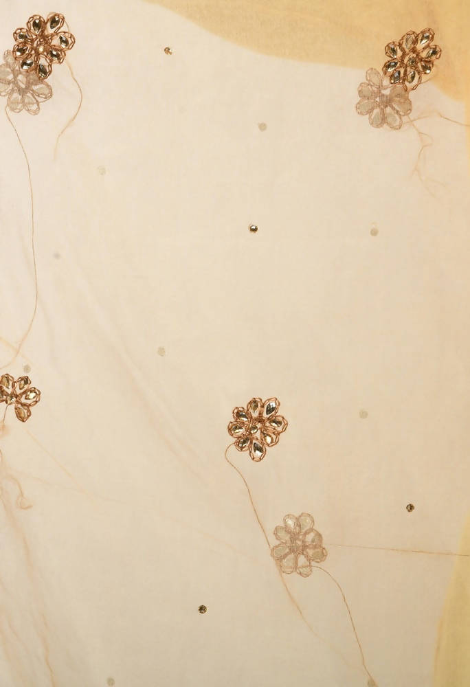 Golden Orgenza Nug Embroidery Dupatta in Chiffon