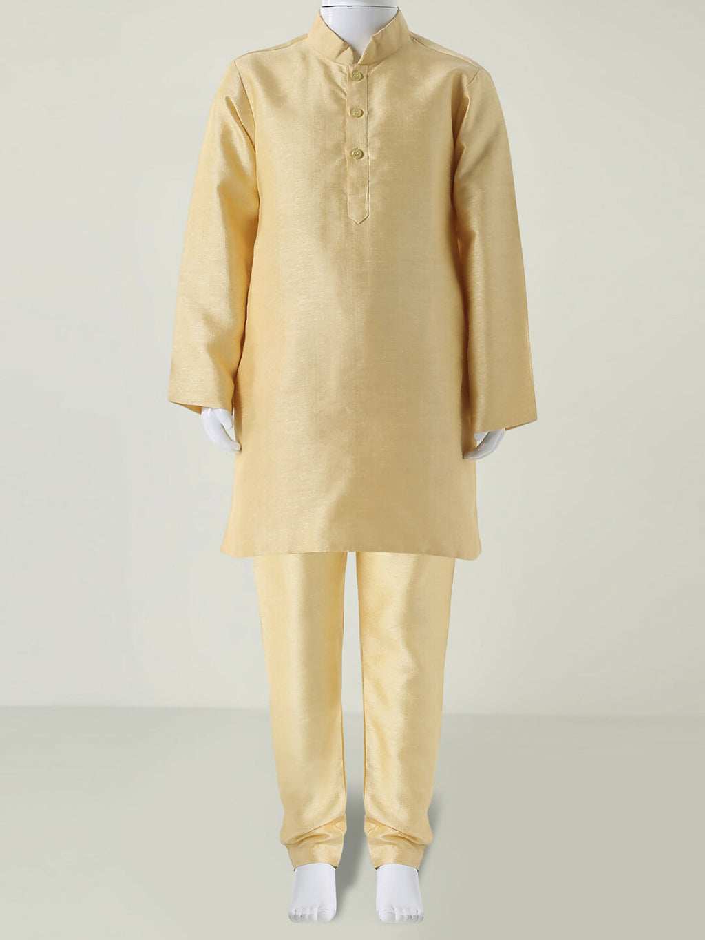 Boys Golden Kurta Pyjama Set with Nehru Jacket