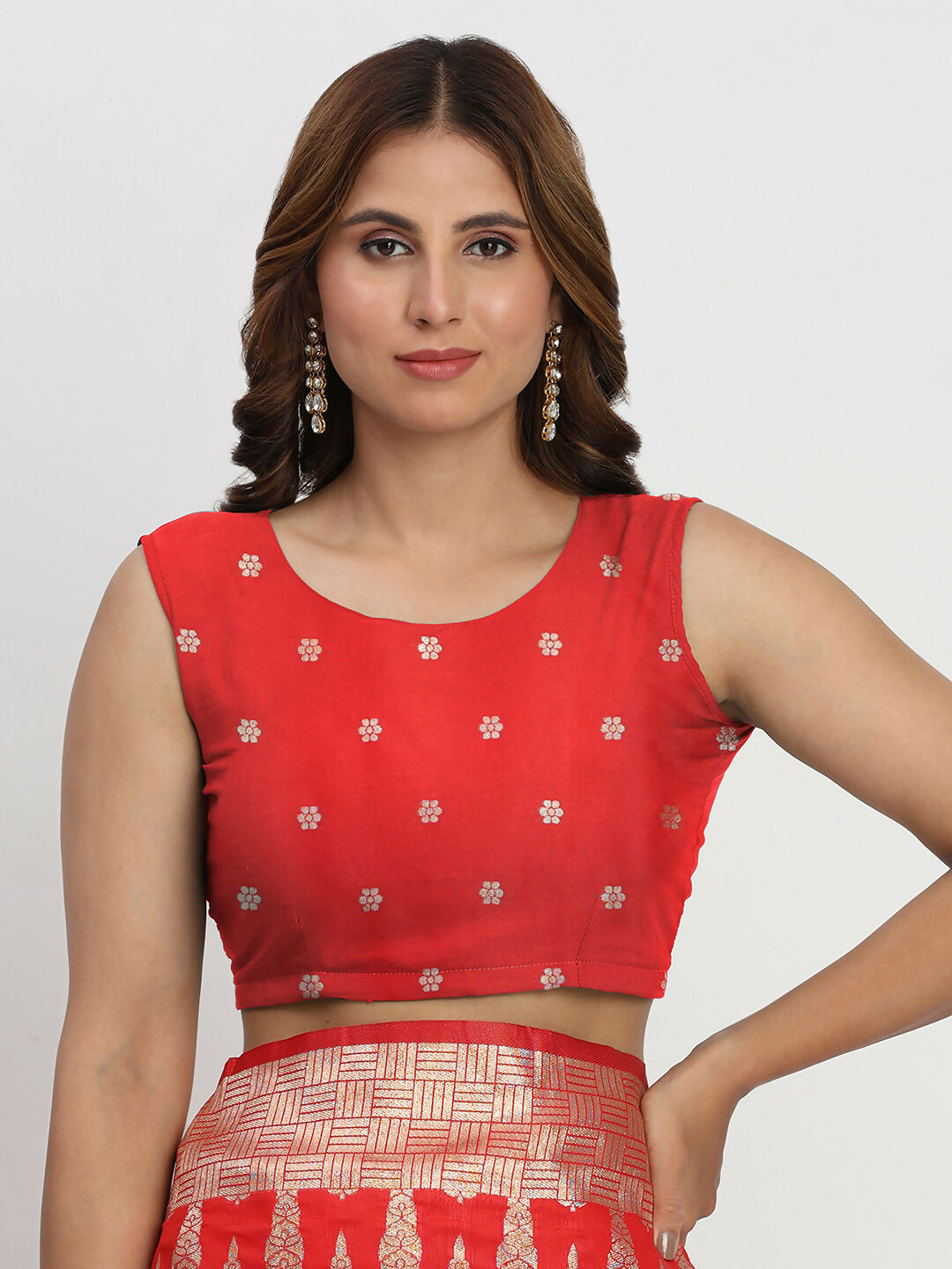 Banarasi Silk Saree in Classic Red with Matching Blouse
