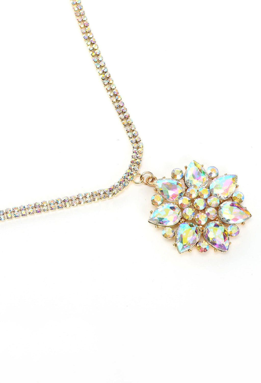 Statement AD Stone Long Necklace with Gold-Polished Finish